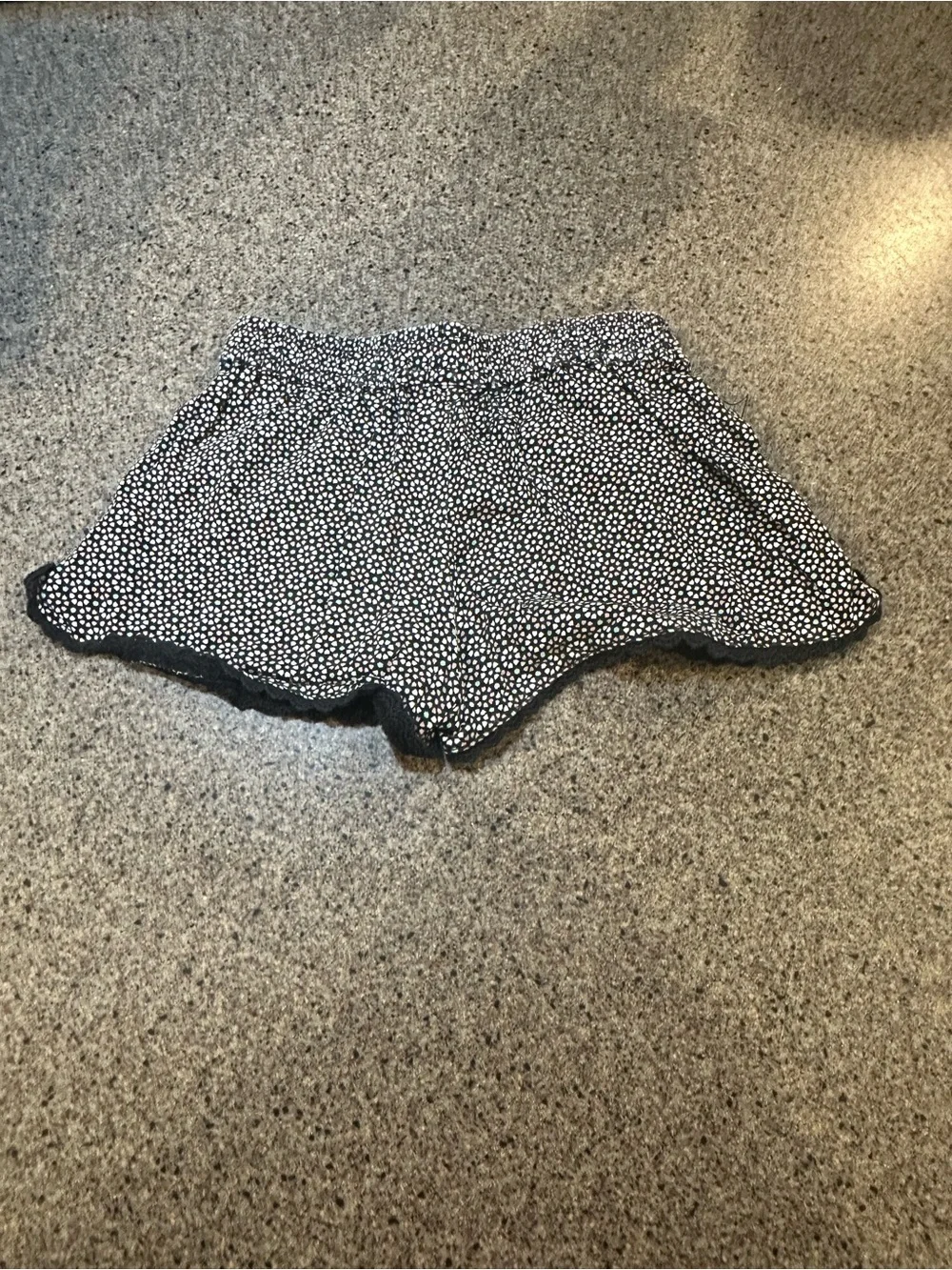 Black Floral Print Shorts with Lace Trim
